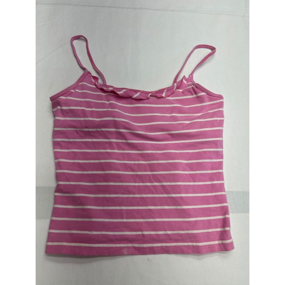 Abercrombie & Fitch Cami Women M Pink Striped Ruffle Spaghetti Strap Tank